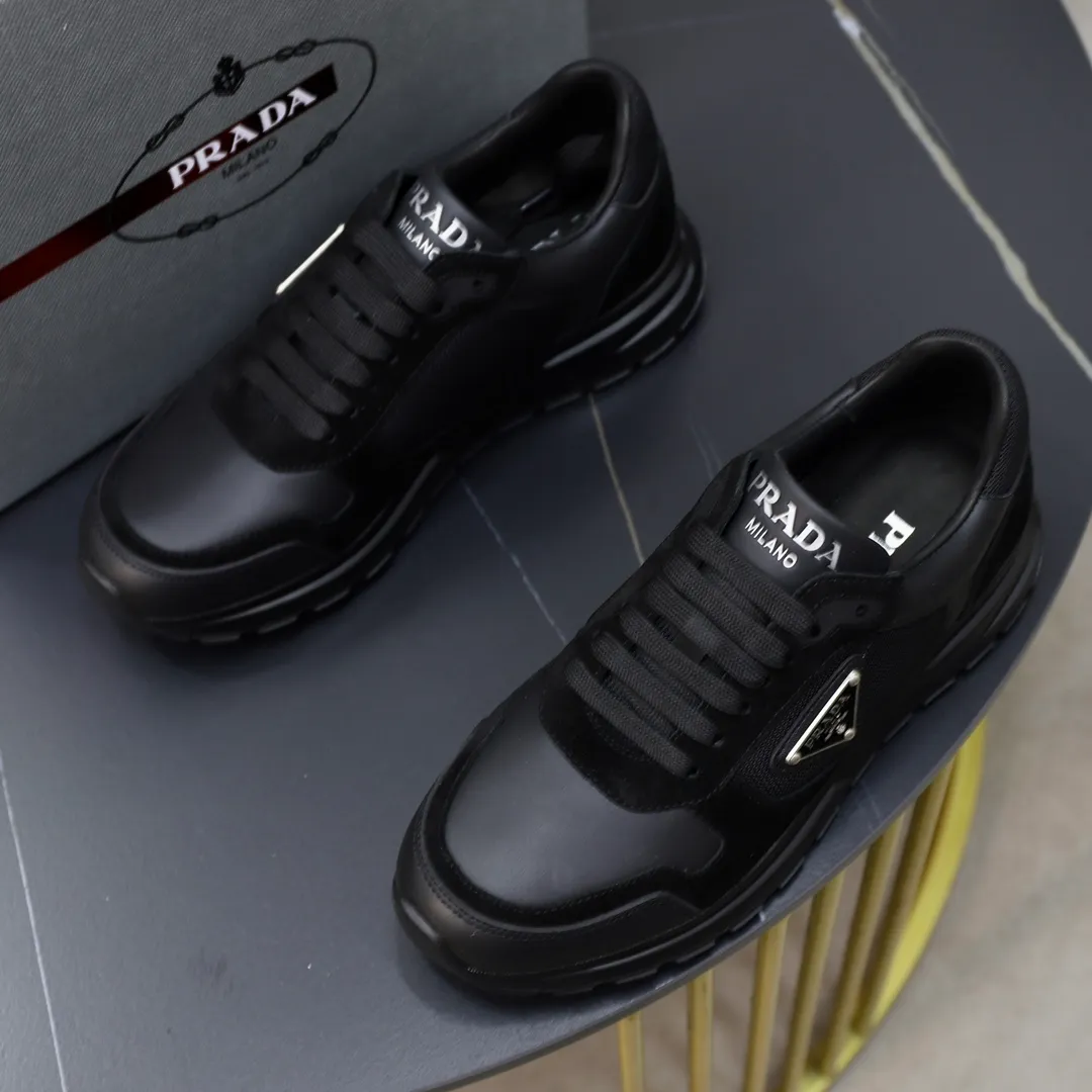 Men's shoes 💰600💰🙅‍♂️🙅‍♂️🙅‍♂️ [PRADA] Prada - High-end quality original order - Upper: Nappa calfskin, tumbled calfskin spliced stretch cloth surface, tongue high frequency brand logo - Lining: water-dyed cowhide - Outsole: ultra-light TPU foam rubber; two-color molded outsole -Ultra-high quality control and fine workmanship: outstanding (high-end, extravagance, grade) -Size: 38-44 (45 can be customized)